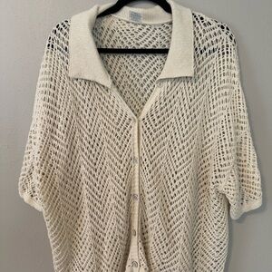 Wild Fable Cream Cardigan Sweater with Open-Knit Design